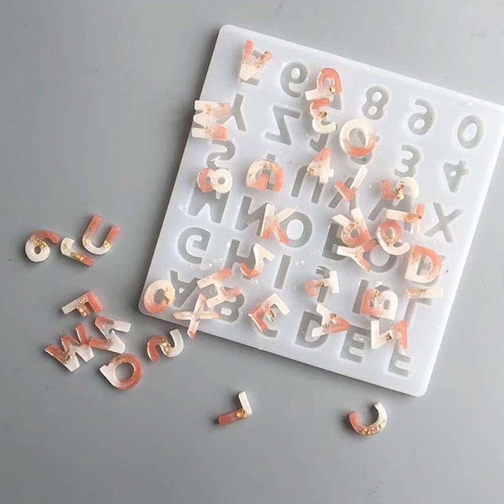 DIY Alphabet Letter Number Silicone Mold Epoxy Casting Keychain Hand Drill Sets