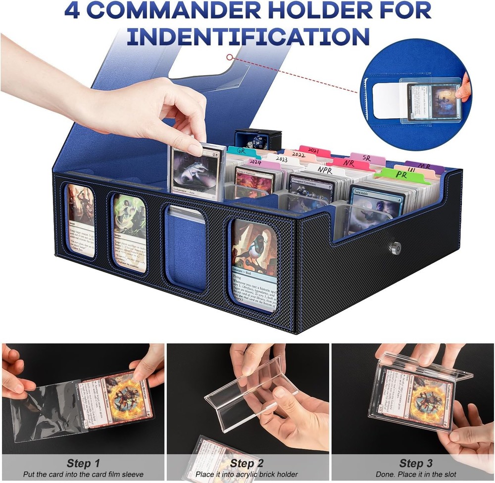 Trading Card Storage Box for 3200+, Leather Storage Box with Strong Closure New