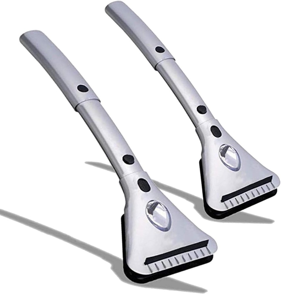Heated Car Ice/Snow Scraper 2-Pack with LED Light 12V Electric Auto Windshield