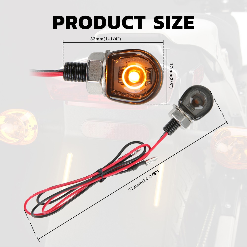 Mini LED Motorcycle Turn Signal Indicator Blinker Light Amber For Harley Softail