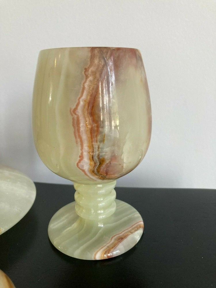 Onyx Marble Stone Wine Cup Tea Light Holder Egg Set Decoration Gift