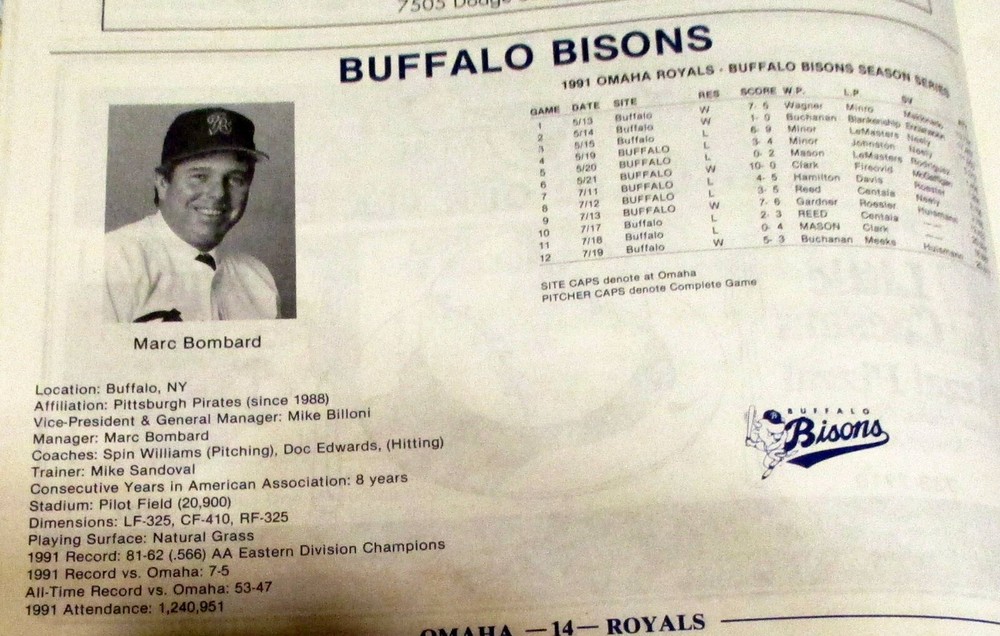 1992 Omaha Royals Souvenir Baseball Program vs. Denver Zephyrs August 24, 1992