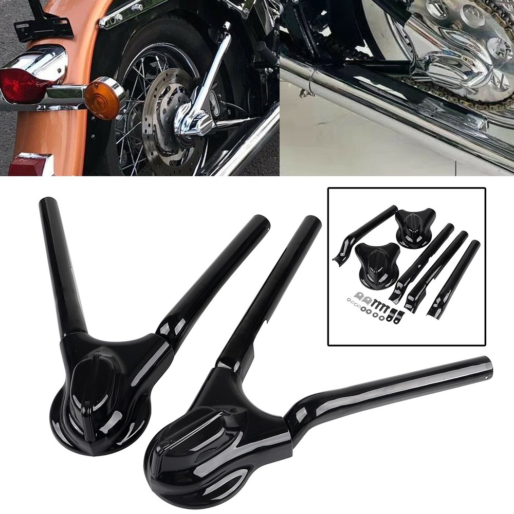 Gloss Black Rear Phantom Swingarm Axle Cover Kit For Harley Softail Custom FXSTC