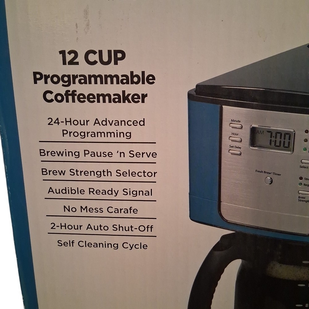 Mr. Coffee 12C Teal Blue Metallics Programmable Coffeemaker Auto Shut Off READ