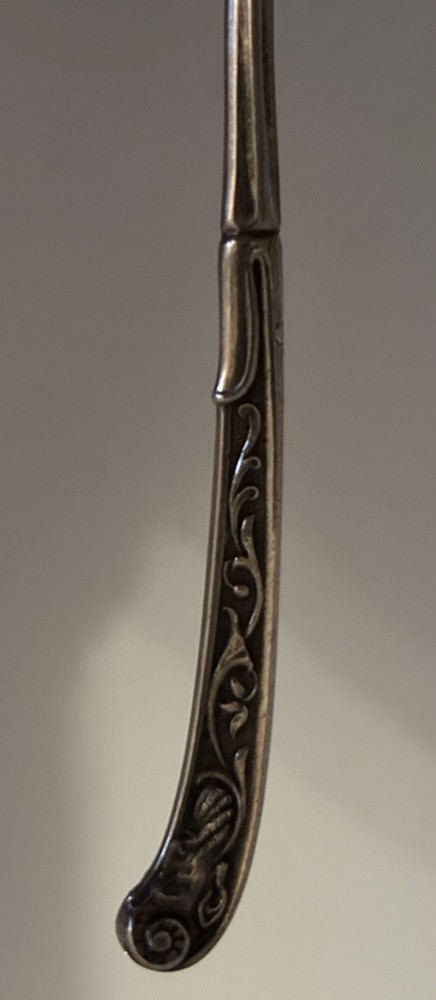 Antique Denmark Simon Groth Silver Serving Spoon Moinichen Devil Mask Handle