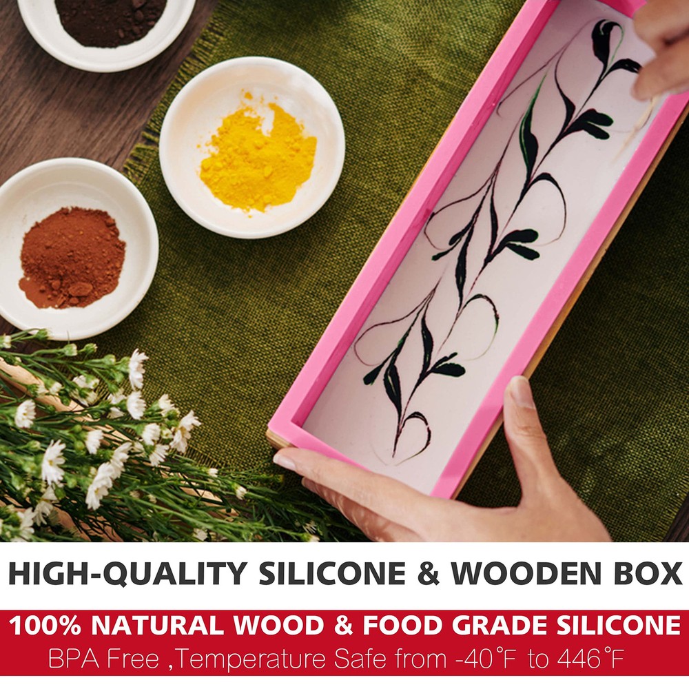2 pcs Rectangular Soap Molds Kit with Cutters - 42oz Flexible Silicone Loaf S...