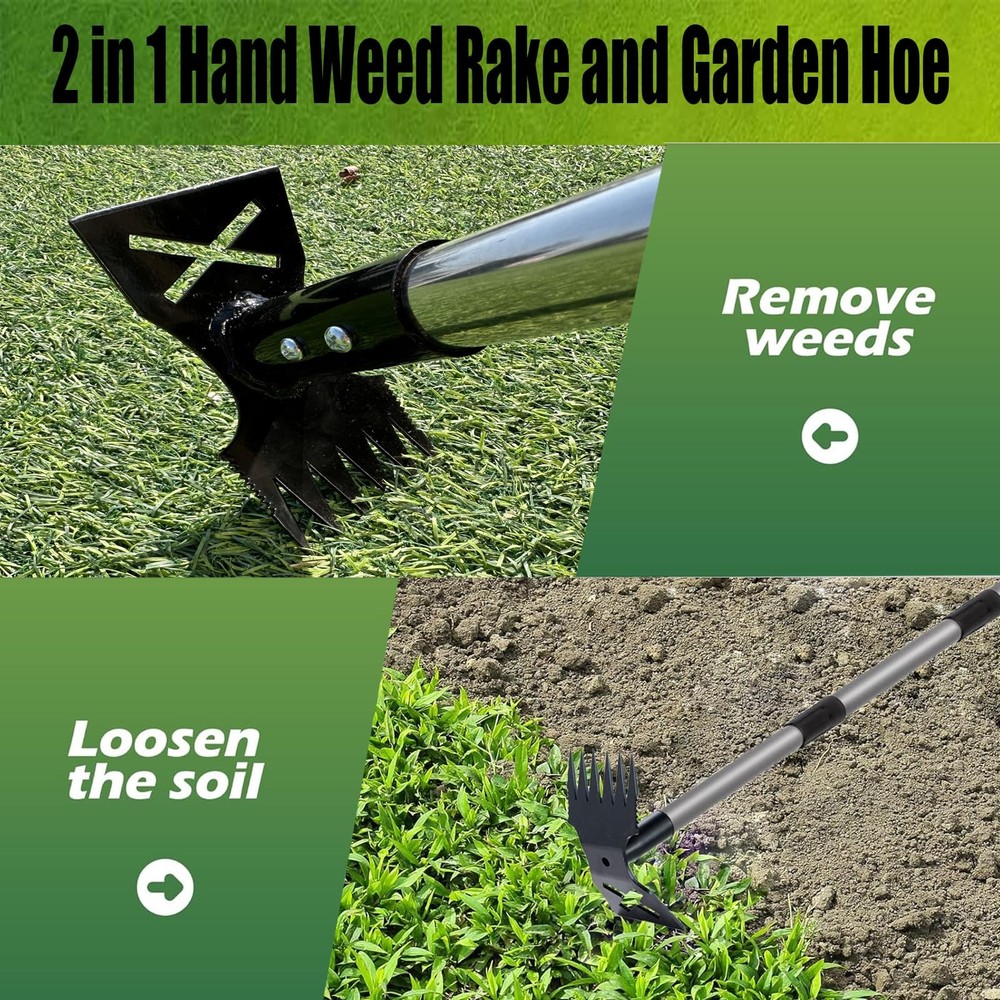 Weed Puller Tool with Long Handle, 60'' Weed Remover Weeding Tool, 2 in 1 Han...