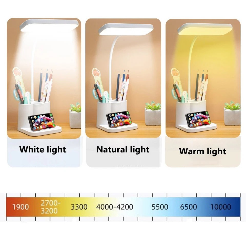 Dimmable LED Desk Light Touch Sensor Table Bedside Reading Lamp USB Rechargeable