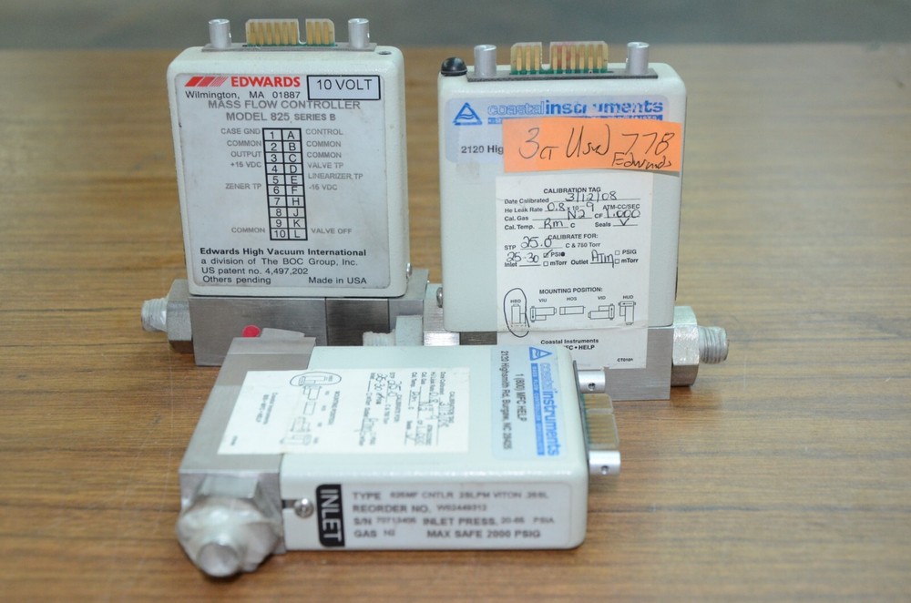 Edwards 825-B N2 Gas Mass Flow Controller Coastal Instruments 25 to 30 psi Used