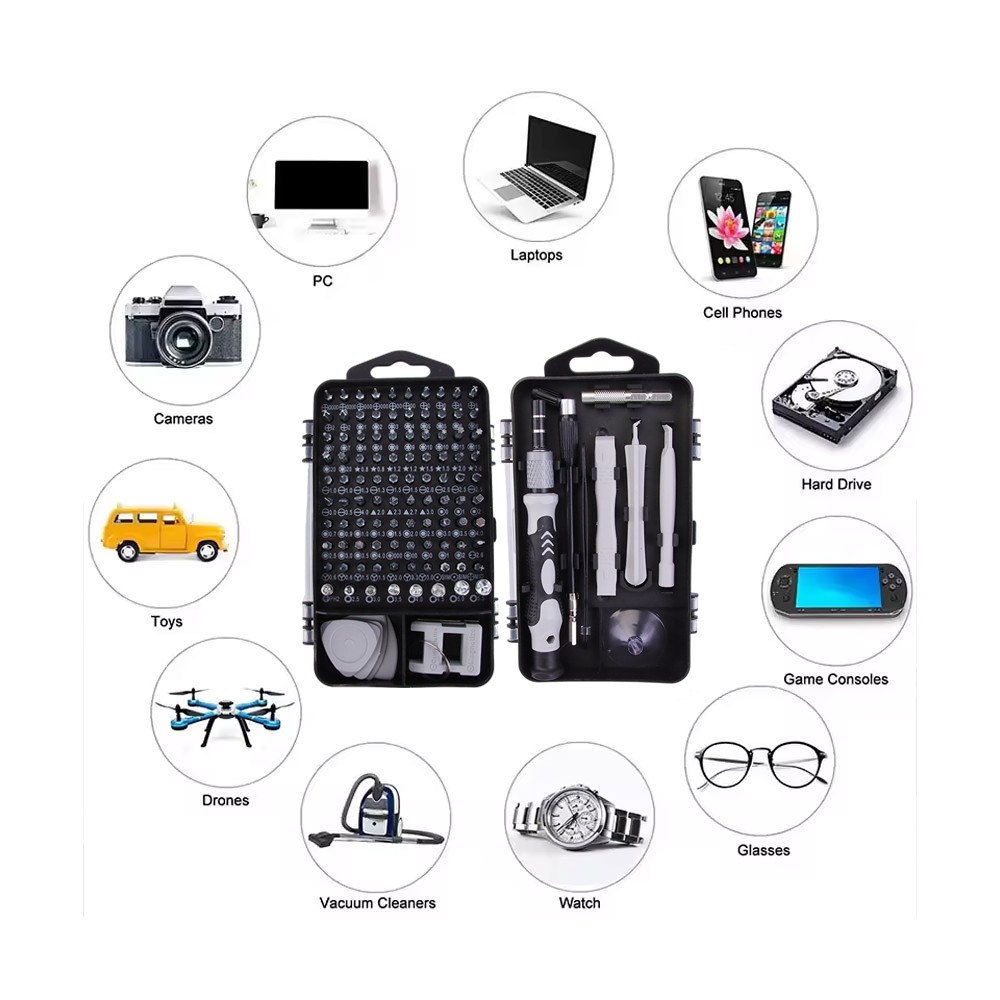 Magnetic Precision 115 in 1 Repair Screwdriver Set PC Phone Electronics Tool Kit