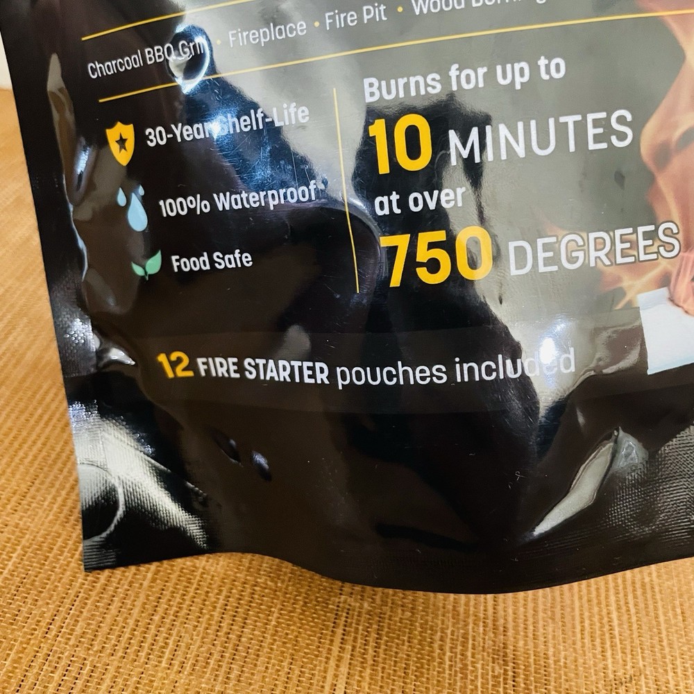 Quick Survive Fire Starter Pouches 100% Waterproof Intense Flame Formula