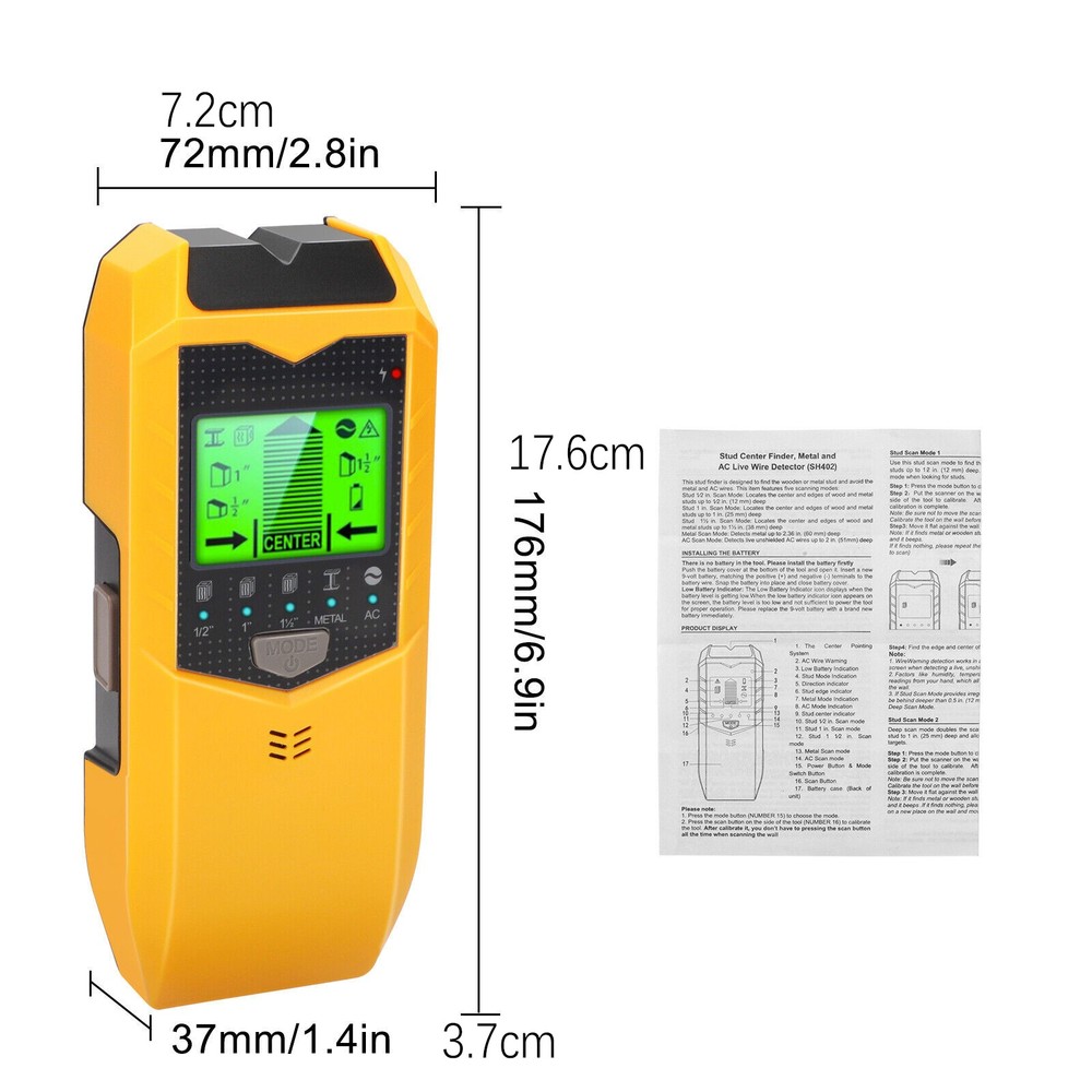 5 in1 Sensor Wall Scanner Pipe Finder Pipe Wire Detector Electronic Stud Locator