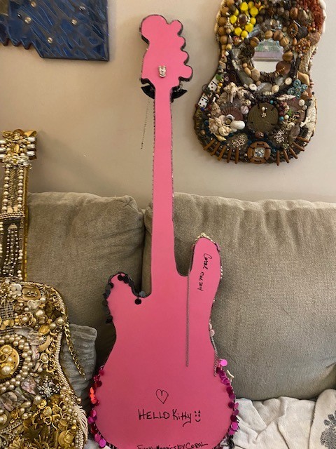 Funky Guitar Wall Art- 'Hello Kitty"- Handmade