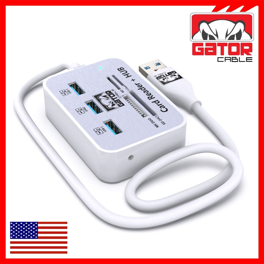 USB 3.1 HUB 3X USB-A 3.0 Port Multi Memory Card Reader MS Micro SD M2 TF Adapter