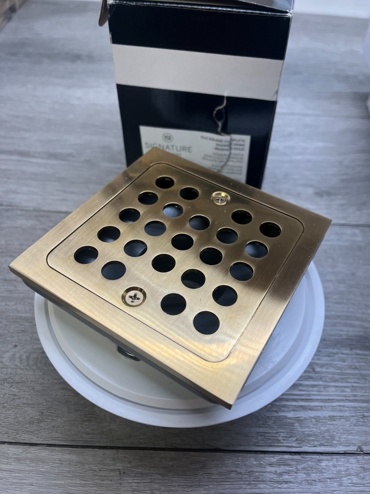 Signature Hardware SH608BG Tile Square Shower Drain - Brushed Gold READ**