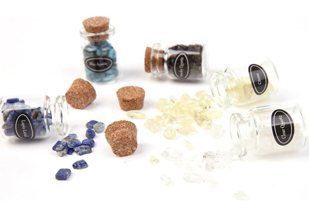 Witchcraft Crystal Healing Set – 24 Natural Gemstone Bottles for Healing