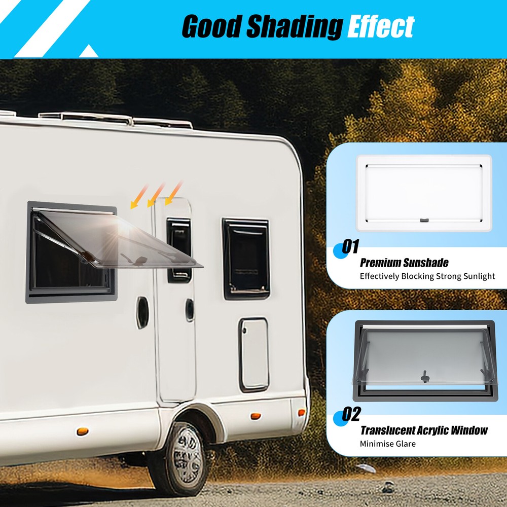 RV Caravan Hinged Push Out Window Double Glazed Ventilation Hatch 900x500mm
