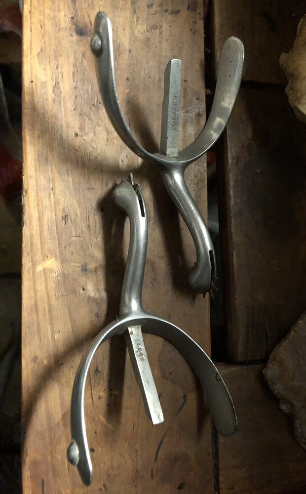 UNUSUAL OLD Sharp Rowel Military Looking Spurs with Rowels