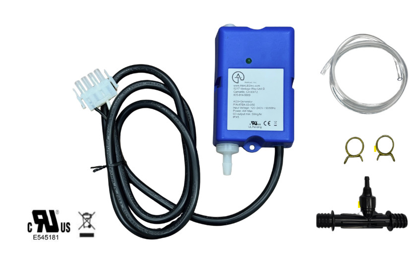 AO3+ Spa Ozone Generator w/Amp Cord & Mazzi installation kit- UL Recognized