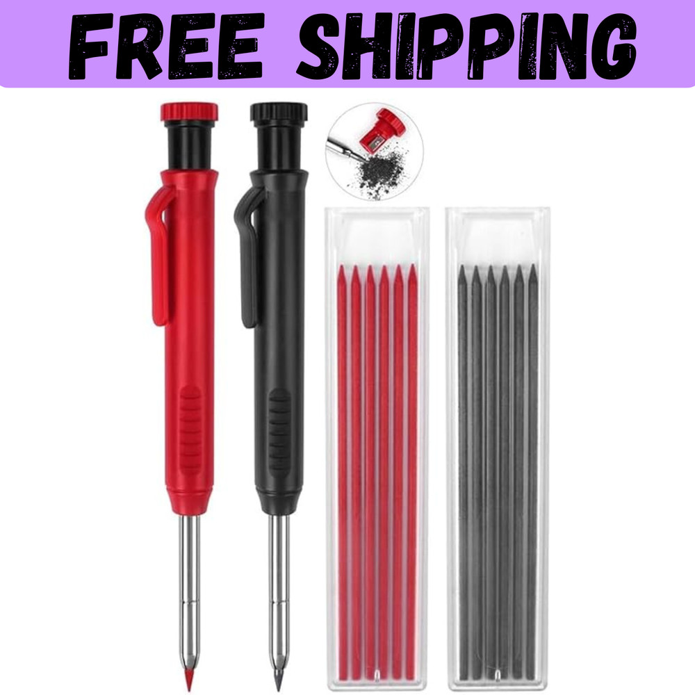 2 Pack Carpenter Pencils Mechanical Pencils with 12 Refills, Construction Pencil