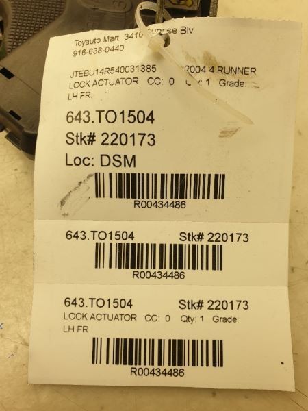 2004 TOYOTA 4RUNNER SR5 DRIVER FRONT DOOR LOCK ACTUATOR