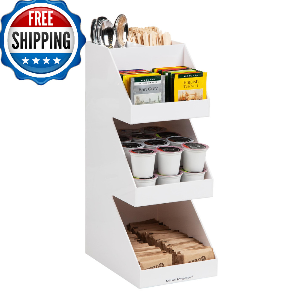 Mind Reader Coffee Tea Condiment Organizer, 3-Tier Countertop Station