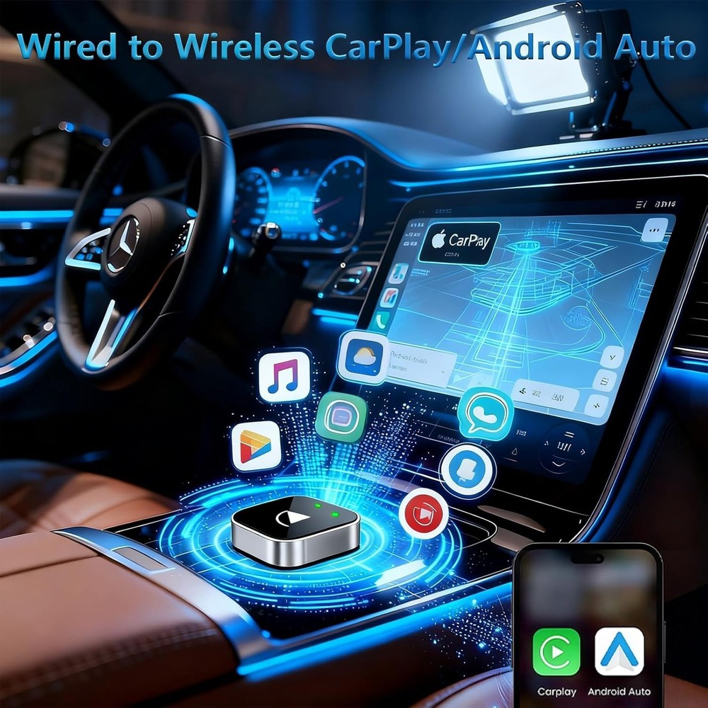 2026 Upgraded Wireless CarPlay Adapter - Fast Auto-Connect, for iPhone & Android