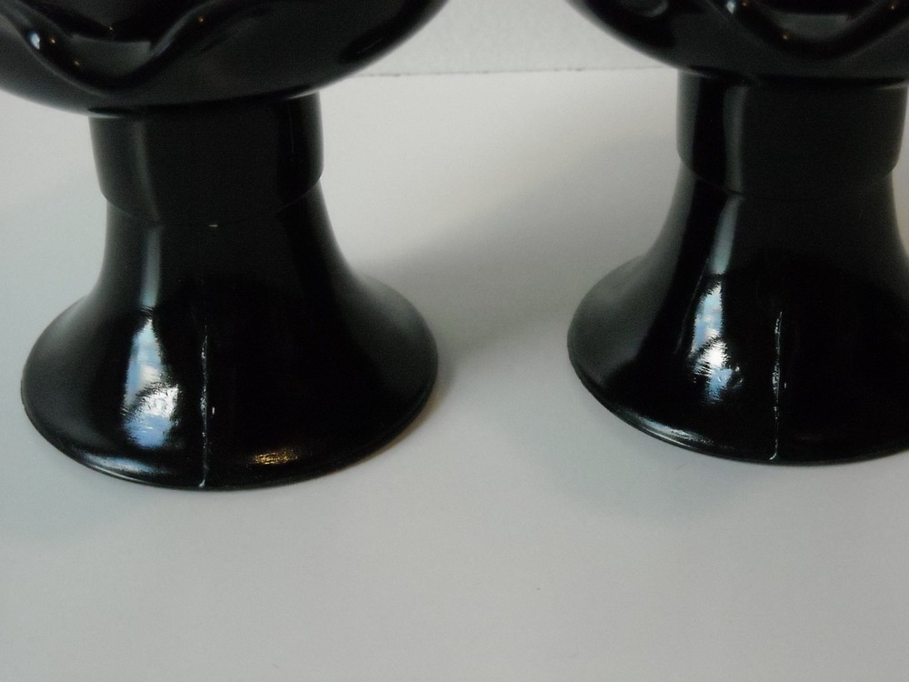 2 Black Amethyst Candleholders Unique Design Maker Unknown