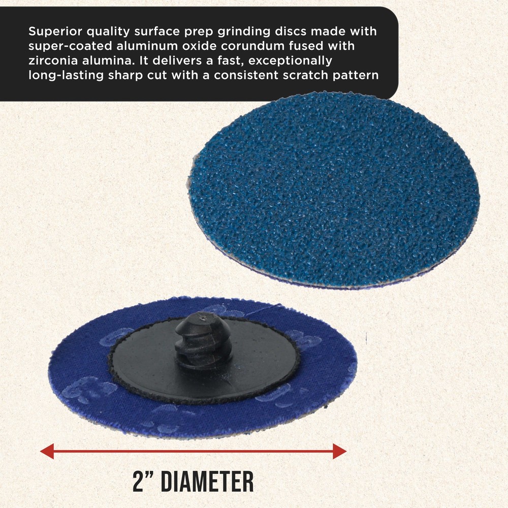 Dura-Gold 2" 60 Grit Quick Change Surface Prep Grinding Disc Set, 25 Discs, Pad