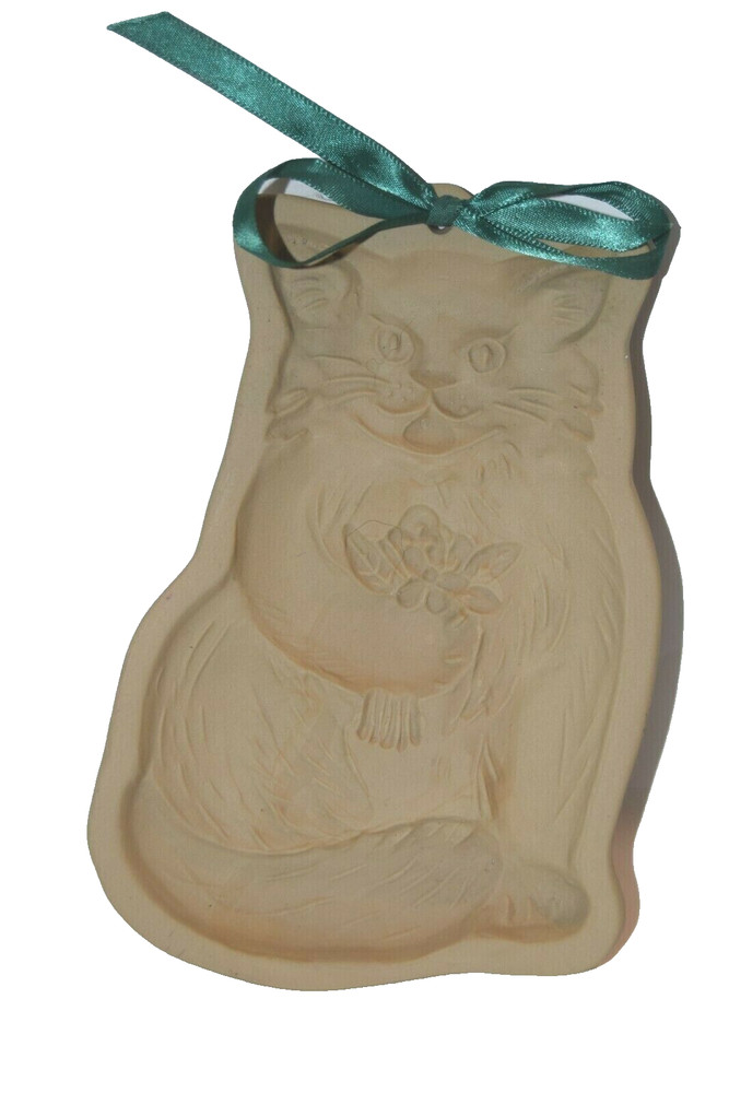 1983 Brown Bag Cookie Art Cat with Flowers