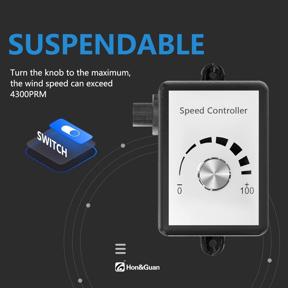 Quiet 6" Inline Fan 469 CFM Variable Speed Controller Energy Efficient Exhaust