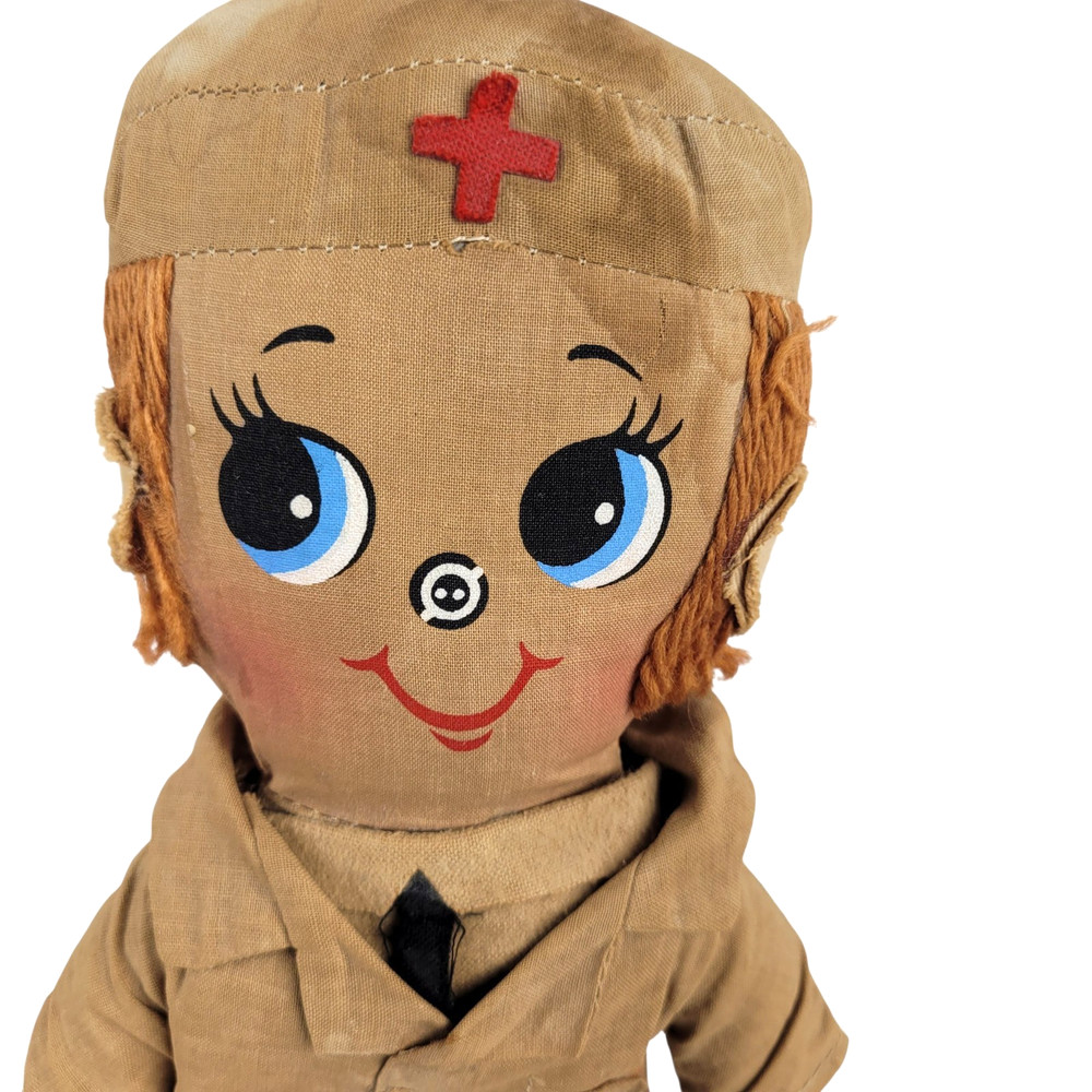 Pair Vintage Red Cross Nurse Cloth Dolls