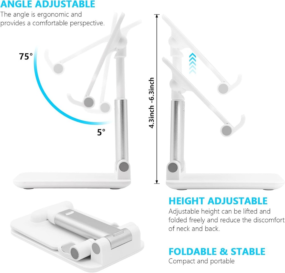 Cell Phone Stand, Folding Desktop Phone Stand, Angle Height Adjustable Mobile Ph