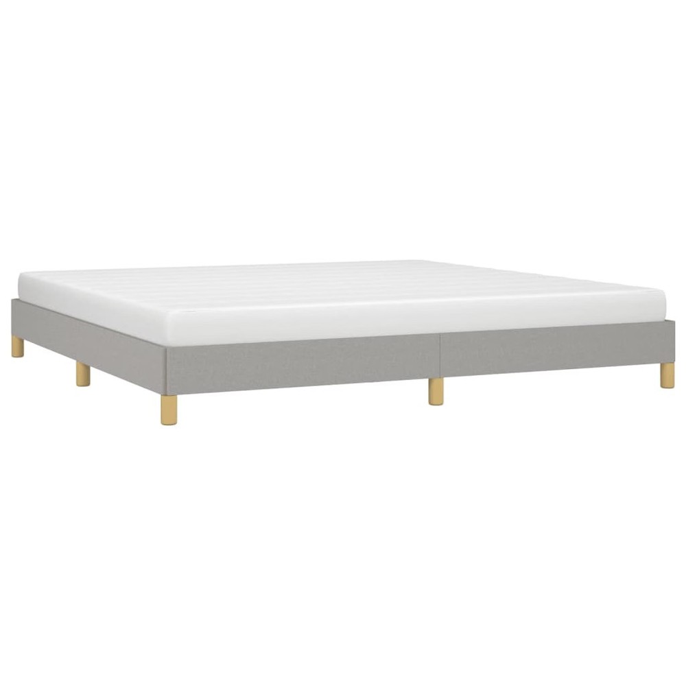 Bed Frame Light grey 100% polyester, plywood, engineered wood King
