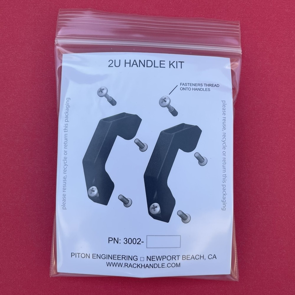 2U Rack Handle Kit, .16-.19" Panel. Use on any 19" rackmount equipment.