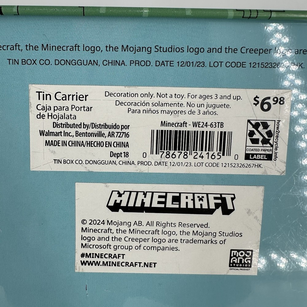 Minecraft Spring Has Spawned Tin Lunch Box Carry Case Metal Storage Kids