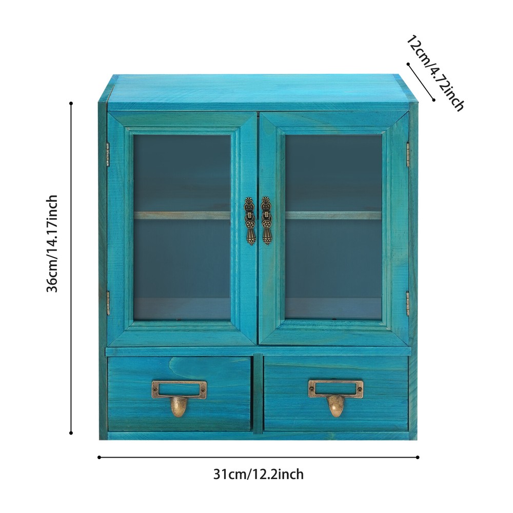 2-Tier Storage Cabinet with 2 Drawers and Double Doors for Easy Organization