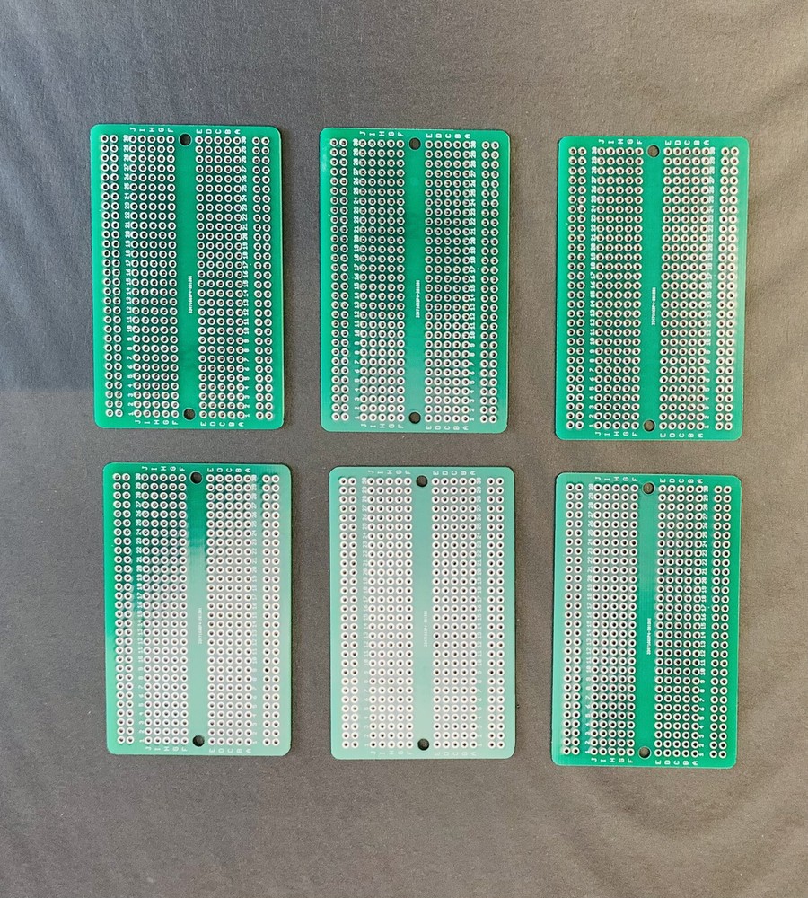Set of 6. Perms-Proto Half Sized Breadboard PCB Perf Boards Prototyping Welding