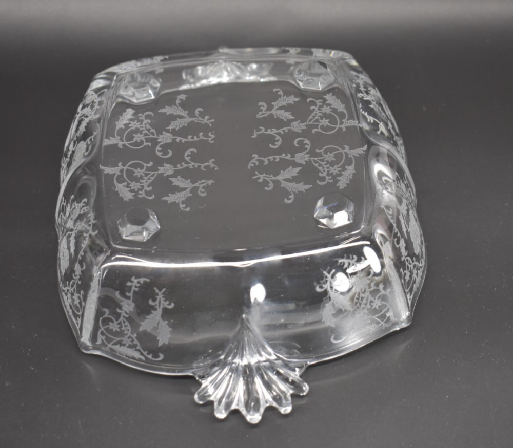 Fostoria Glass 6" Dish with Chintz Etched Pattern
