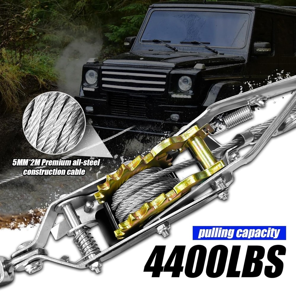 Come along winch ratchet tool 2 ton capacity with lifting straps