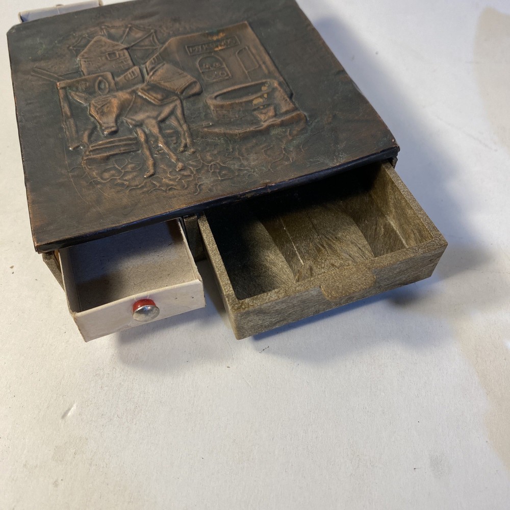 Vintage Copper Mikonos Souvenir Match Holder