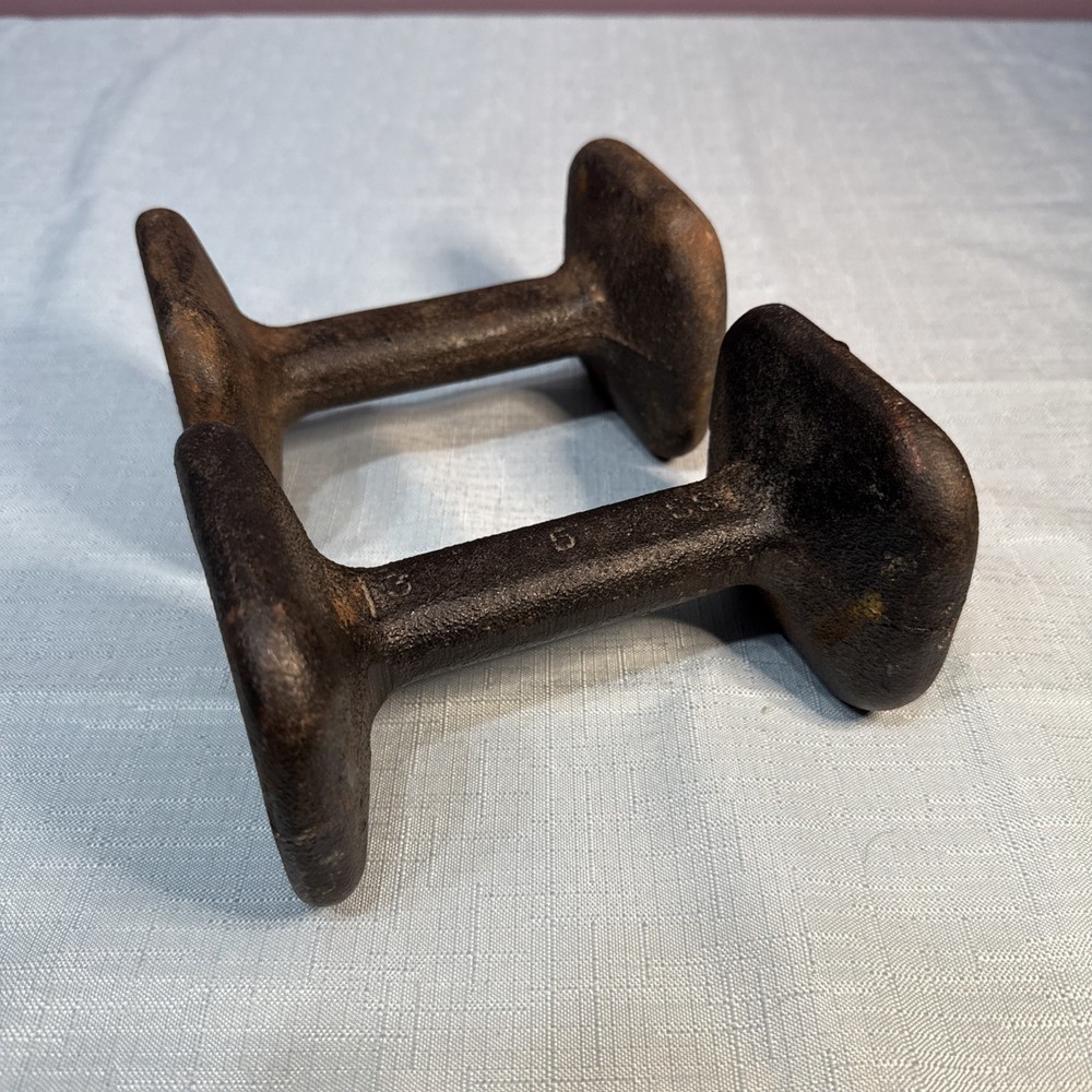 Antique Pair Square Dumbbell Weights 5 Lbs Cast Iron Vintage-