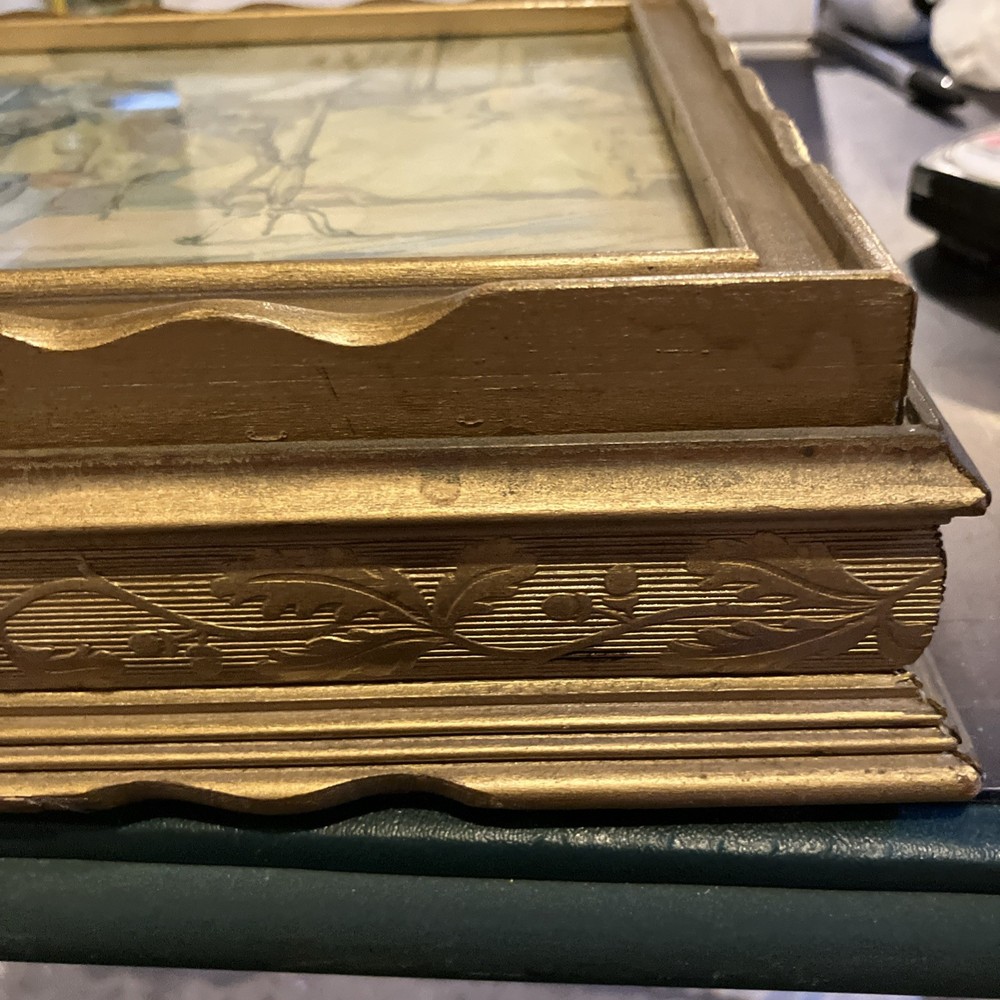 Musical Interlude Picture Mirror Box Vintage