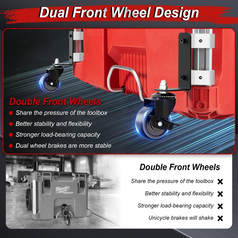 Packout Wheels with Milwaukee, Packout Accessories Tool Boxes, Upgraded 360° ...
