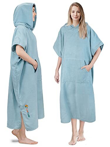 Microfiber Poncho Changing Robe with Hood Wetsuit Changing Towel for Surfing