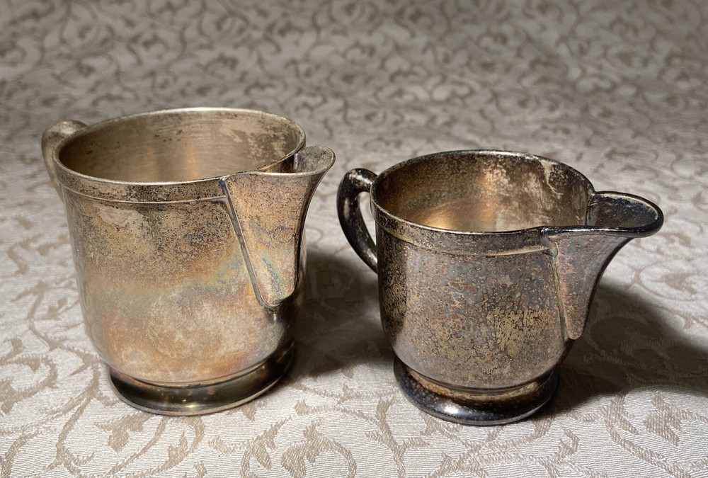 TWO Antique Thorner Brothers Creamers 18% Nickel Silver 