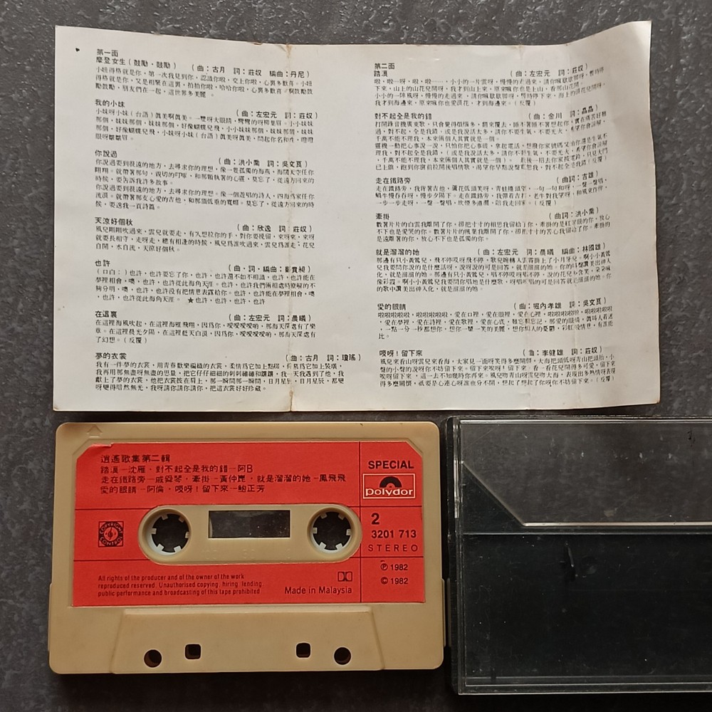 03- Alan Tam 谭咏麟 江玲 戚舜琴 禹黎朔 钟镇涛 杜嘉文 沈雁 =逍遥歌集2= 马来西亚版 磁带 Malaysia Cassette