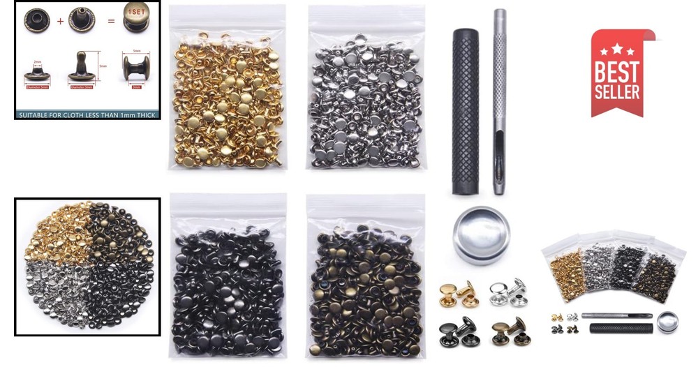 Comprehensive 400-Piece Leather Rivet Collection with Essential Fixing Tools