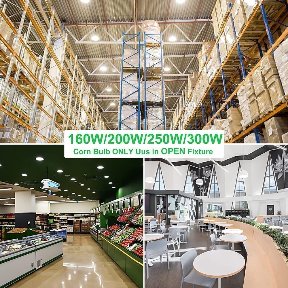 250W LED Corn Light Bulb Warehouse Garage Industrial High Bay Fixture 37,500Lm