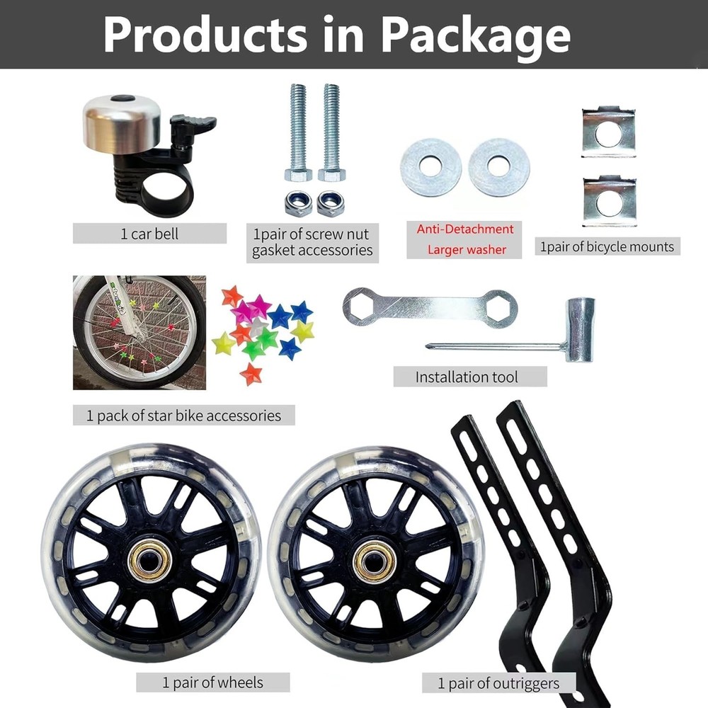 Stylish and Sturdy Training Wheels for Children - Includes Decorative Elements